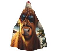 Christmas-Highland-Cow-Sunglasses - Capa con capucha de bruja para adultos, disfraz de Halloween