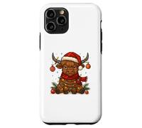 Christmas Highland Cow Tangled Lights Funny Holiday Carcasa para iPhone 11 Pro