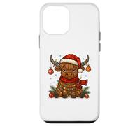 Christmas Highland Cow Tangled Lights Funny Holiday Carcasa para iPhone 12 Mini