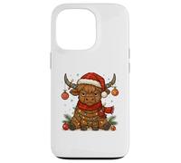 Christmas Highland Cow Tangled Lights Funny Holiday Carcasa para iPhone 13 Pro