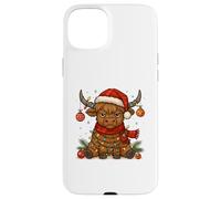 Christmas Highland Cow Tangled Lights Funny Holiday Carcasa para iPhone 15 Plus