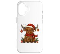 Christmas Highland Cow Tangled Lights Funny Holiday Carcasa para iPhone 16