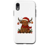 Christmas Highland Cow Tangled Lights Funny Holiday Carcasa para iPhone XR