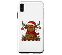 Christmas Highland Cow Tangled Lights Funny Holiday Carcasa para iPhone XS MAX