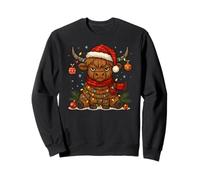 Christmas Highland Cow Tangled Lights Funny Holiday Sudadera