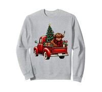 Christmas Highland Cow Vintage Heifer Red Christmas Tree Truck Sudadera