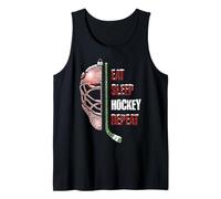 Christmas Hockey Goalie Funny Xmas Eat Sleep Hockey Repeat Camiseta sin Mangas
