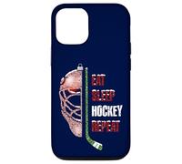 Christmas Hockey Goalie Funny Xmas Eat Sleep Hockey Repeat Carcasa para iPhone 12/12 Pro