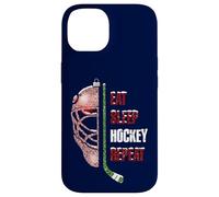 Christmas Hockey Goalie Funny Xmas Eat Sleep Hockey Repeat Carcasa para iPhone 14
