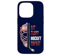 Christmas Hockey Goalie Funny Xmas Eat Sleep Hockey Repeat Carcasa para iPhone 14 Pro