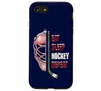 Christmas Hockey Goalie Funny Xmas Eat Sleep Hockey Repeat Carcasa para iPhone SE (2020) / 7/8