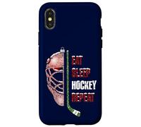 Christmas Hockey Goalie Funny Xmas Eat Sleep Hockey Repeat Carcasa para iPhone X/XS