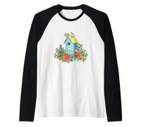 Christmas Holiday Wreath Birdhouse Birds & Bells Camiseta Manga Raglan