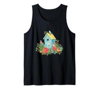 Christmas Holiday Wreath Birdhouse Birds & Bells Camiseta sin Mangas