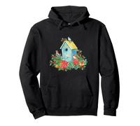 Christmas Holiday Wreath Birdhouse Birds & Bells Sudadera con Capucha