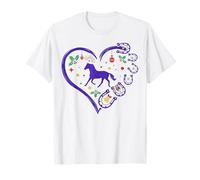 Christmas Horse Girl Purple Heartbeat Funny Womens Horseshoe Camiseta