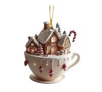 Christmas Hot Cocoa Ornament - Coffee Cup Ornaments for Christmas Tree | Hot Chocolate Taza de Navidad, 2D Acrylic Christmas Snow Houses, Coffee Decor Christmas Decoration for Christmas Tree