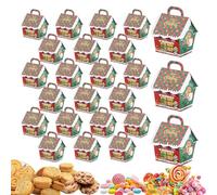 "Christmas House Cardboard Treat Boxes - 24-Pack House Wrap Boxes, Perfect for Cookies, Pastries, and Cupcakes, Festive Goodie Boxes for Holiday and Treats"