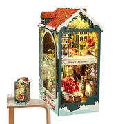 Christmas House , Wooden Puzzle Bookend, Miniature House Kit, Christmas | Decorations for Family, Holiday Craft Kit 7.28x5.12x10.83 inches for Family and