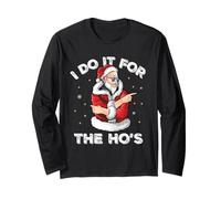 Christmas I Do It For The Ho'S Funny Cool Santa Adult Joke Manga Larga
