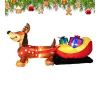 Christmas Inflatable, Dachshund Sled Décor, 8ft Blow-Up Ornament with | Holiday Toy for Safety, Stylish LED Lighted Accessory with Modern Design, Festive Outdoor Decoration for Lawn and Garden