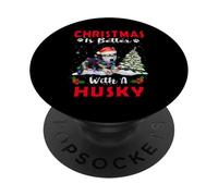 Christmas Is Better with A Siberian Husky Dog Xmas Puppy PopSockets PopGrip Adhesivo