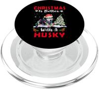 Christmas Is Better with A Siberian Husky Dog Xmas Puppy PopSockets PopGrip para MagSafe