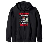 Christmas Is Better with A Siberian Husky Dog Xmas Puppy Sudadera con Capucha