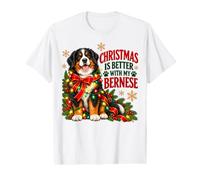 Christmas Is Better with My Bernese Mountain Dog Lights Camiseta gráfica económica
