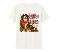 Christmas Is Better with My Bernese Mountain Dog Lights Camiseta Premium