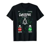 Christmas Is Calling Incoming Call Design Árbol de Navidad Camiseta
