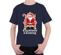 Christmas is Coming - Camiseta infantil con trono de Papá Noel, azul marino, 128