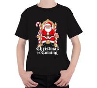 Christmas is Coming - Camiseta infantil con trono de Papá Noel, Negro , 128