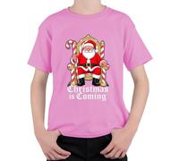 Christmas is Coming - Camiseta infantil con trono de Papá Noel, Rosa., 140