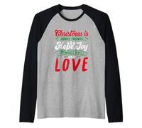 Christmas Is Family, Friends Love Memories Funny Xmas Camiseta Manga Raglan