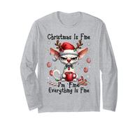 Christmas Is Fine I'm Fine Cornish Rex Xmas Cat Manga Larga