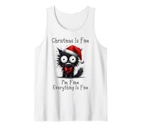 Christmas Is Fine I'm Fine Grumpy Black Cat Xmas Chaos Camiseta sin Mangas