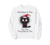 Christmas Is Fine I'm Fine Grumpy Black Cat Xmas Chaos Sudadera