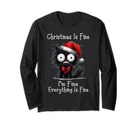 Christmas Is Fine I'm Fine Grumpy Black Xmas Cat Chaos Manga Larga