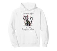 Christmas Is Fine I'm Fine Grumpy Black Xmas Cat Chaos Sudadera con Capucha