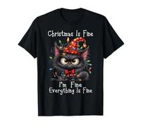 Christmas Is Fine I'm Fine Grumpy Xmas Cat Camiseta