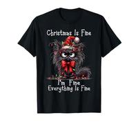 Christmas Is Fine I'm Fine Grumpy Xmas Cat Camiseta