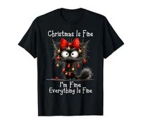 Christmas Is Fine I'm Fine Grumpy Xmas Cat Camiseta