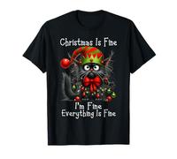 Christmas Is Fine I'm Fine Grumpy Xmas Cat Camiseta