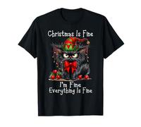 Christmas Is Fine I'm Fine Grumpy Xmas Cat Camiseta