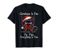Christmas Is Fine I'm Fine Grumpy Xmas Cat Camiseta