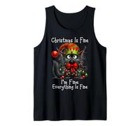 Christmas Is Fine I'm Fine Grumpy Xmas Cat Camiseta sin Mangas