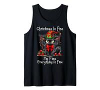 Christmas Is Fine I'm Fine Grumpy Xmas Cat Camiseta sin Mangas