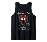 Christmas Is Fine I'm Fine Grumpy Xmas Cat Camiseta sin Mangas