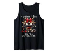Christmas Is Fine I'm Fine Grumpy Xmas Cat Camiseta sin Mangas